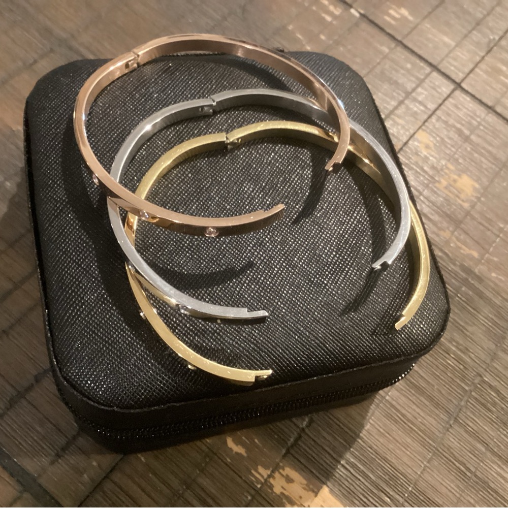 🌸 Bracelet Bangle Stainless Steel/Cubic Zirconia - Picture 8 of 9